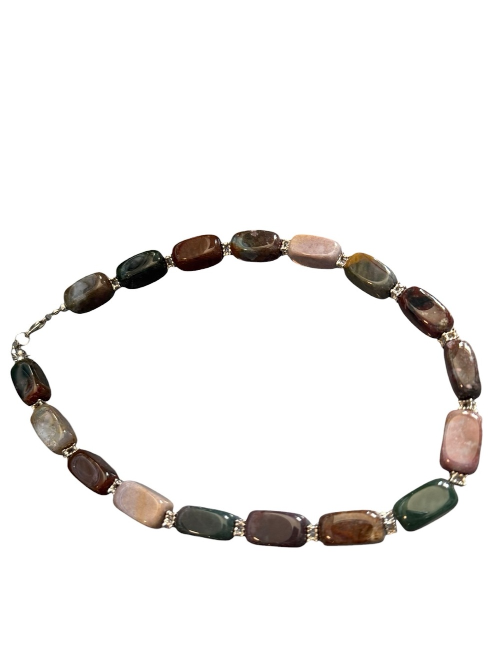 Multicolor Rectangular Bead Statement Necklace 18 Inch - Picture 6 of 6